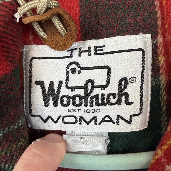 Vintage Woolrich Woman Jacket Womens Medium Tan Plaid Lined Hooded Parka 90s - Picture 4 of 9